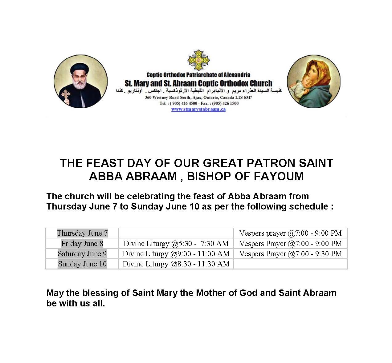 Anba Abraam Feast
