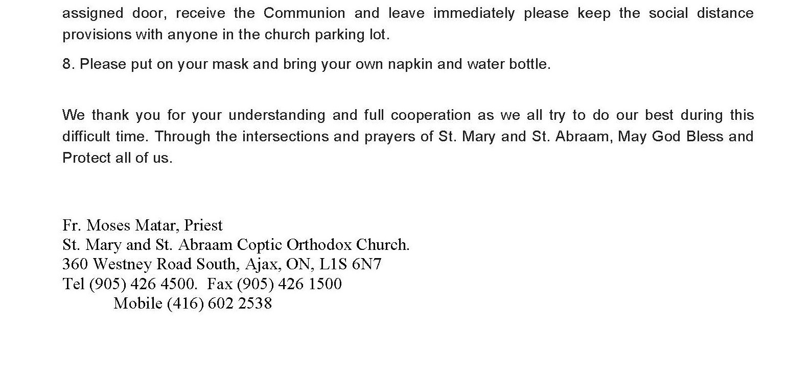 Holy Communion Request - During Pandemic