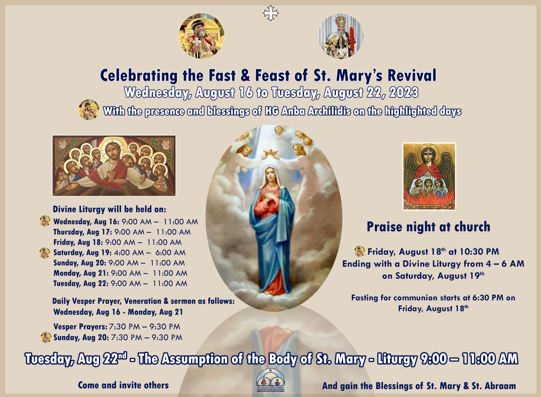 Fast & Feast of St. Mary's Revival