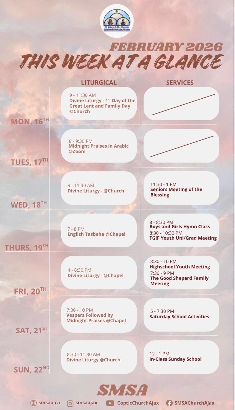 Schedule February 16 to February 22