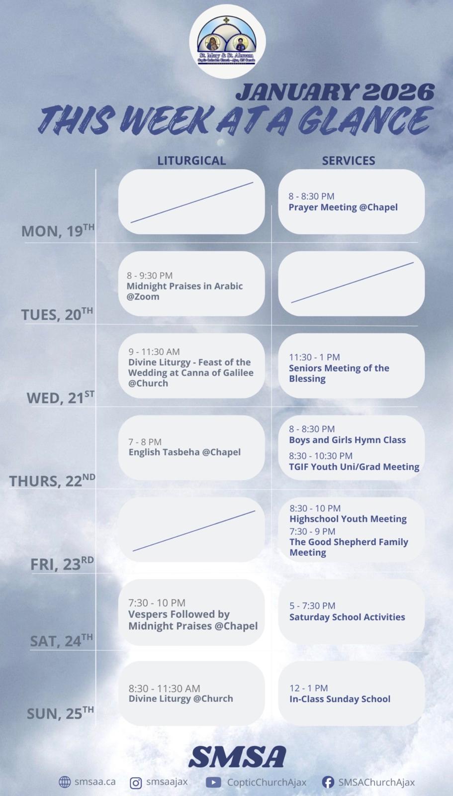 Schedule January 19-25